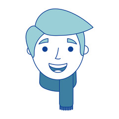 the face old man profile avatar of the grandfather blue vector illustration