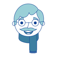 Obraz na płótnie Canvas the face old man profile avatar of the grandfather vector illustration blue
