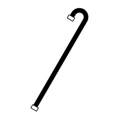 wooden cane stick help walk object vector illustration