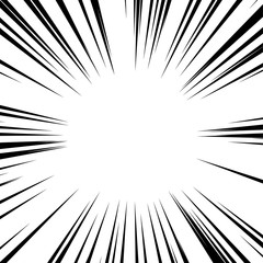 Obraz premium Comic book black and white radial speed lines background. Explosion vector illustration