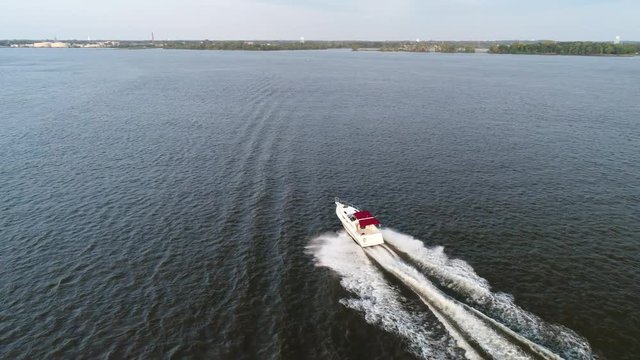 Aerial View of Pleasure Fishing Speed Boat Delaware River Philadelphia
