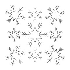 snowflakes christmas icons collection graphic abstract vector illustration