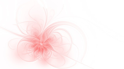 Fototapeta na wymiar Abstract fractal pale pink flower on a white background with copy space