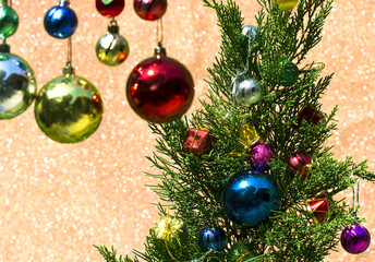 Obraz na płótnie Canvas Christmas card with fir and decor