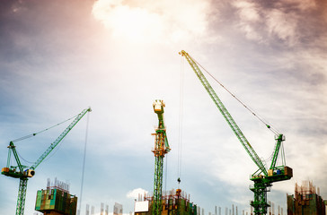 Construction site with crane and building