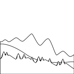 mountain and pine tree landscape view silhouette vector illustration