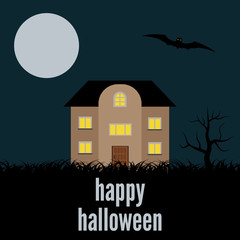 A lonely house at night. Vector background for Halloween

