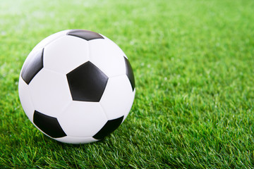 Fototapeta premium Soccer ball on green turf