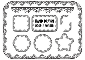 Vector set of hand drawn doodle border