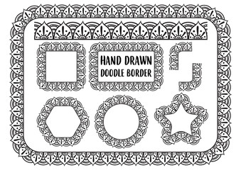 Vector set of hand drawn doodle border