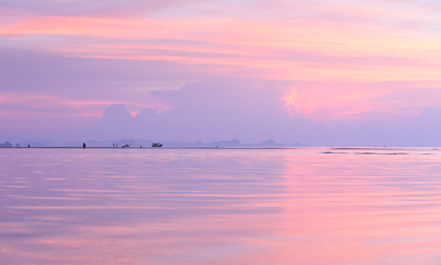 Beautiful panoramic tropical beach sky sunset pastel colour background