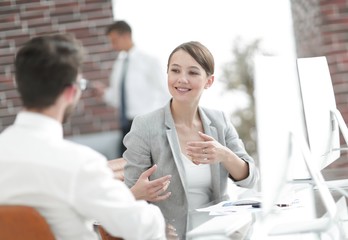 business woman talking with a business partner