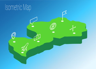 Map Latvia isometric concept.