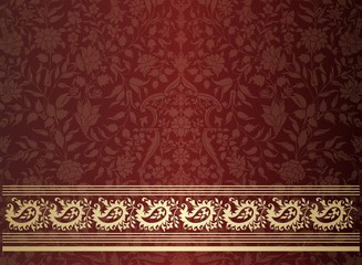 wedding card design, paisley floral pattern , India