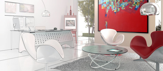 Inside a modern office (panoramic)