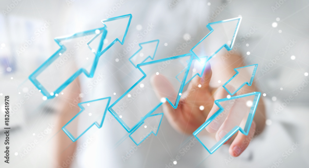 Aufkleber businessman using digital modern arrow 3d rendering