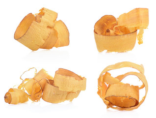 wood shavings set isolated on white background