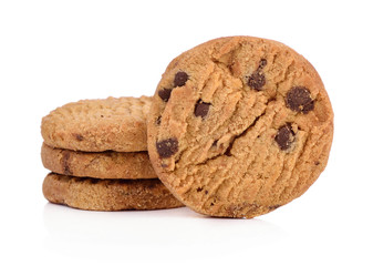 Chocolate homemade pastry biscuits isolated on white background