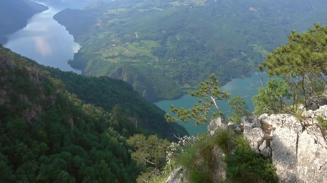 View from famous Banjska stena on Drina river in Tara National Park, Serbia, 4k
