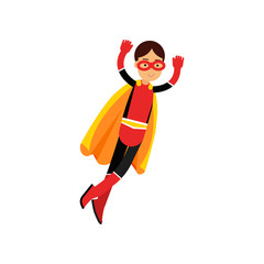 Superhero teen girl in orange cape vector Illustration