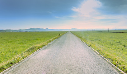 A stretch of highway on the prairie