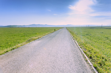 A stretch of highway on the prairie