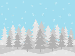 Blue and white winter forest background