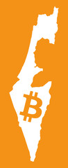 Israel map with bitcoin crypto currency symbol illustration