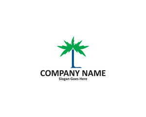 l letter coconut tree logo