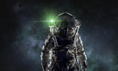 Obraz na płótnie Canvas Adventure of spaceman. Mixed media