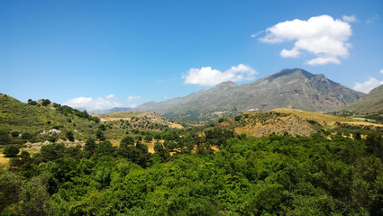 Panoramic view of the nature of the island of Crete in the spring