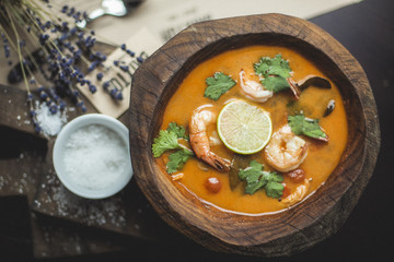 pumpkin soup with shrimps