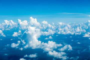 Beautiful blue sky with cloud view or cloudy from airplane window.