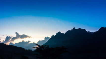 Obraz premium Chiang Dao mountain in the morning popular tourist attractions. In Chiang Mai, Thailand