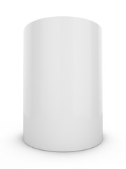 3D Rendering Blank Advertising cylinder on white background