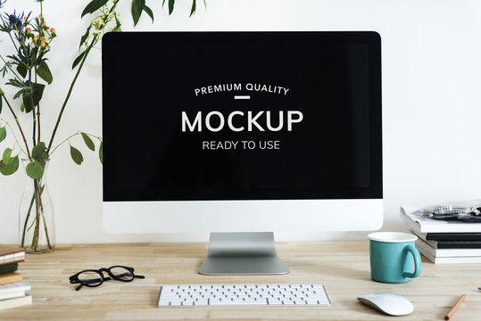 Mockup design space on computer screen