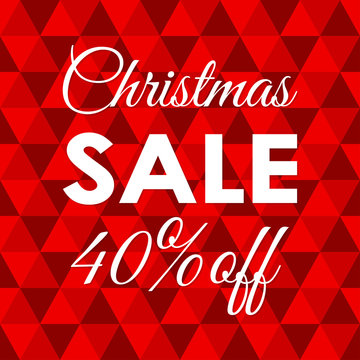 Christmas sale banner. 40 percent price off. Xmas and holiday discount background. Special offer, flyer, promo design element. Vector illustration.