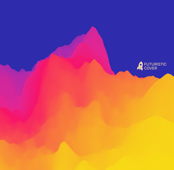 Abstract landscape background. Mountainous terrain. 3d vector illustration.