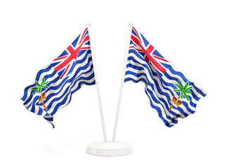 Obraz premium Two waving flags of british indian ocean territory