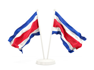 Two waving flags of costa rica
