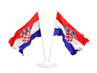 Two waving flags of croatia