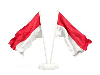 Two waving flags of monaco