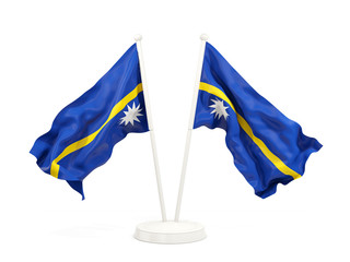 Two waving flags of nauru