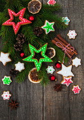 Christmas ginger and honey colorful cookies