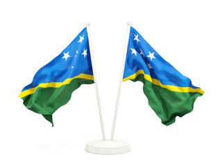 Two waving flags of solomon islands