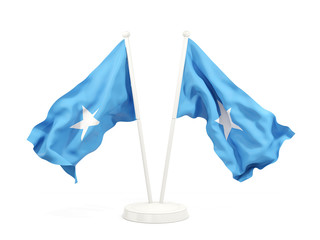 Two waving flags of somalia