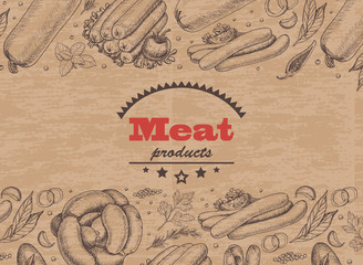 Horizontal background with meat products