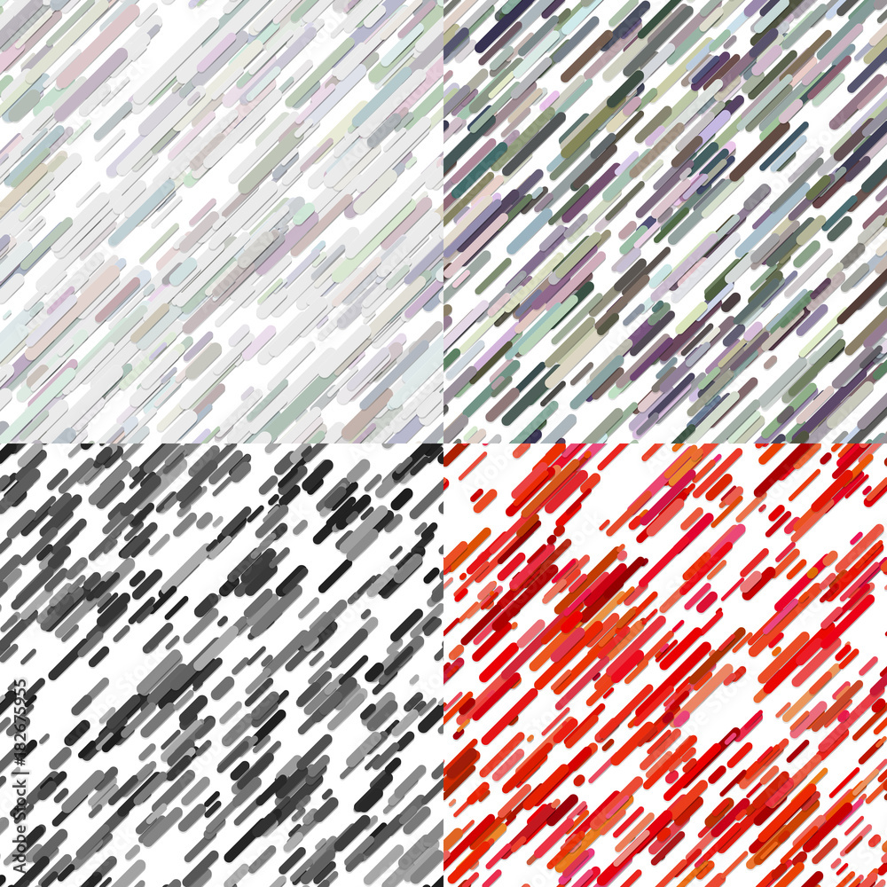 Poster geometrical random diagonal rounded stripe background pattern set - vector illustration from stripes