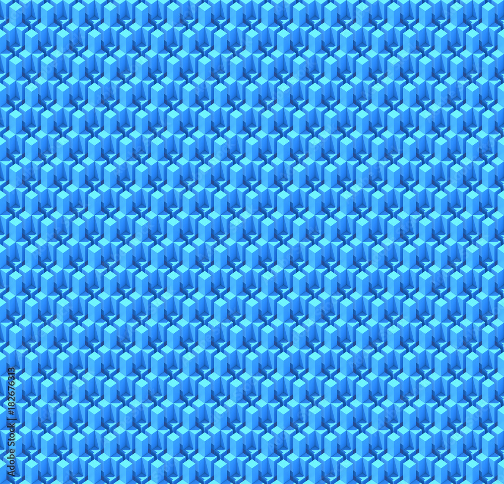 Aufkleber Abstract blue cubes. Seamless pattern background. 3d rendering