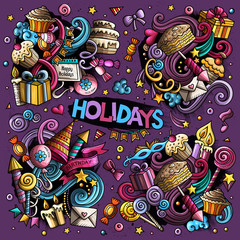 Colorful set of holidays object